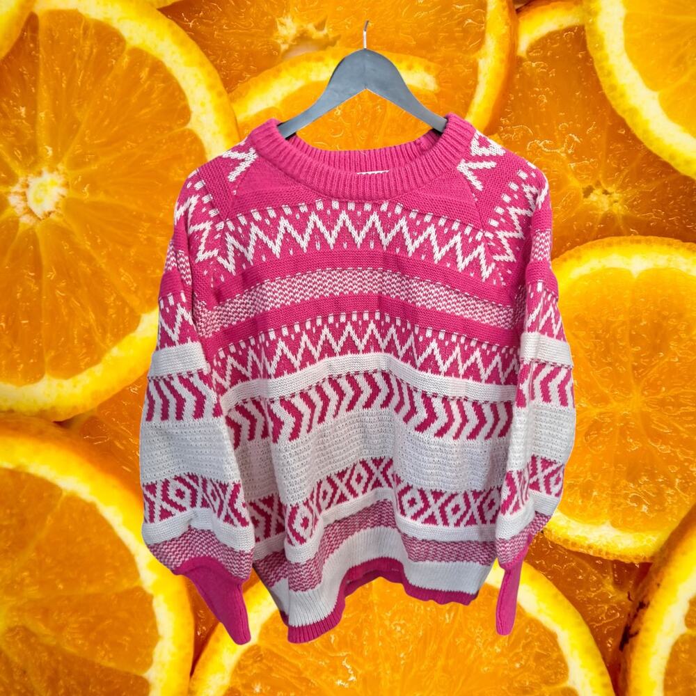 NWT Vine & Love Women's Polyester‎ Long Sleeve Aztec Pattern Knit Sweater Size L